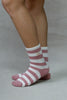 Embroidered stripe smiley socks