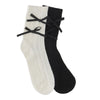 DOUBLE BLACK SATIN BOW SOCKS