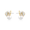 CRYSTAL BOW PEARL EARRINGS