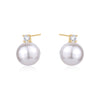 PEARL AND AUSTRIAN CRYSTAL DIAMOND STUD EARRINGS