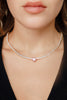 PINK  HEART CLASSIC TENNIS NECKLACE YELLOW GOLD